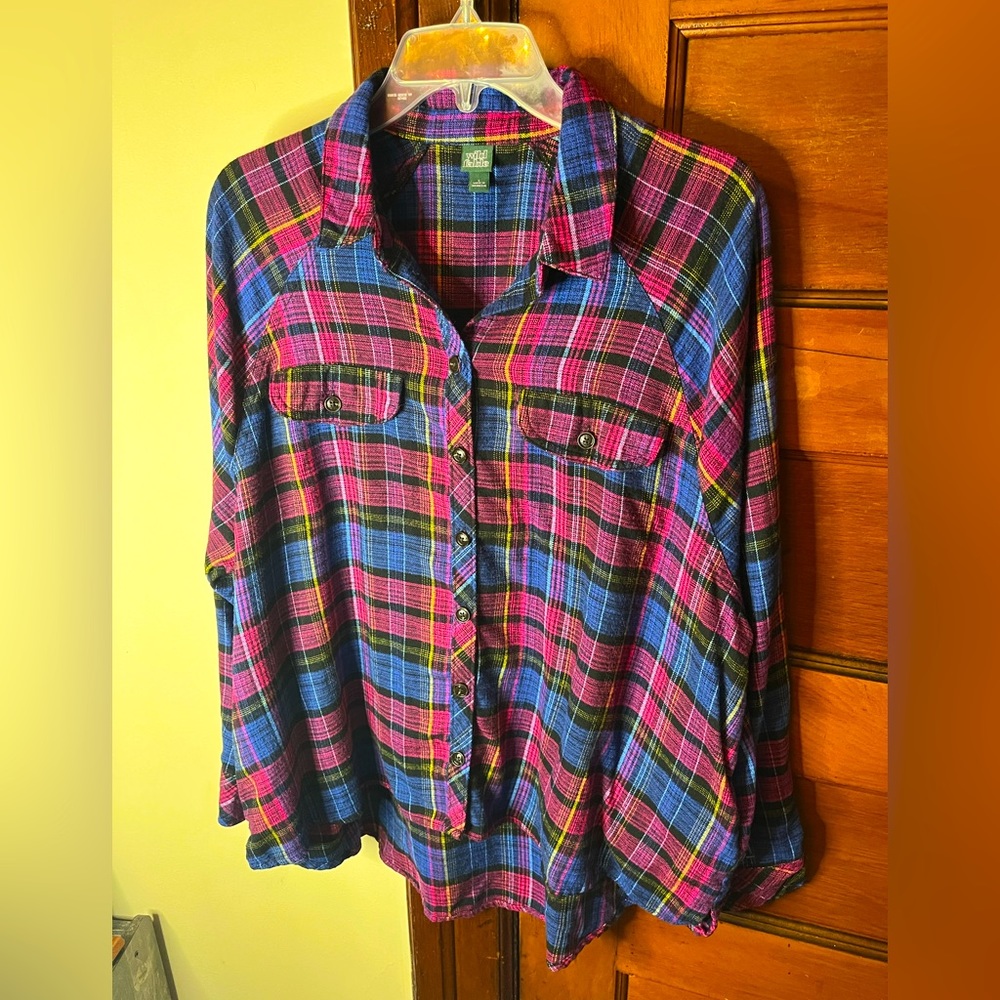 Bright Multicolor Button Up With Pockets